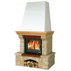 Fireplace Abx Oxford klasik с цоколем песчаник деревянная балка