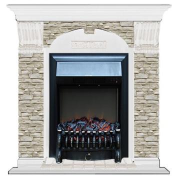 Fireplace Гленрич Fobos BL BR камень-Грот однотонный/цвет-Белый 