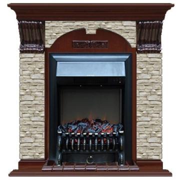 Fireplace Гленрич Fobos BL BR камень-Грот однотонный/цвет-Красное дерево 