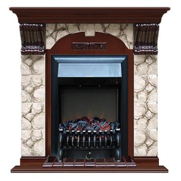 Fireplace Гленрич Fobos BL BR камень-Карелия/цвет-Красное дерево 