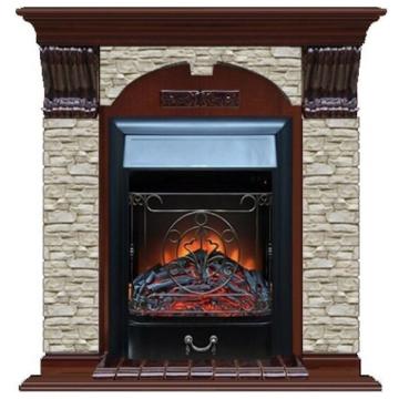 Fireplace Гленрич Magestic BL BR камень-Грот однотонный/цвет-Красное дерево 