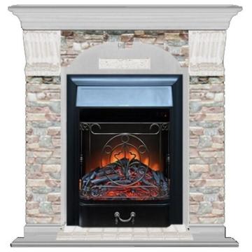 Fireplace Гленрич Magestic BL BR камень-Грот цветной/цвет-Беленный дуб 