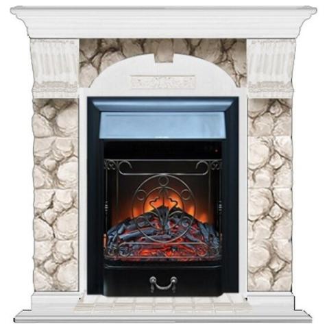 Fireplace Гленрич Magestic BL BR камень-Карелия/цвет-Белый 