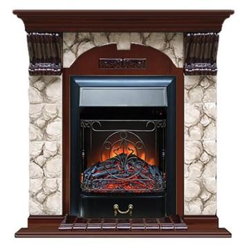 Fireplace Гленрич Magestic BL BR камень-Карелия/цвет-Красное дерево 