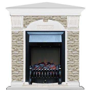 Fireplace Гленрич Fobos BL BR камень-Грот однотонный/цвет-Белый 