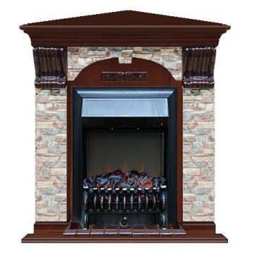 Fireplace Гленрич Fobos BL BR камень-Грот цветной/цвет-Красное дерево 