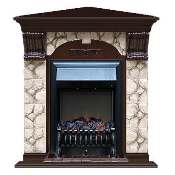 Fireplace Гленрич Fobos BL BR камень-Карелия/цвет-Дуб 46 