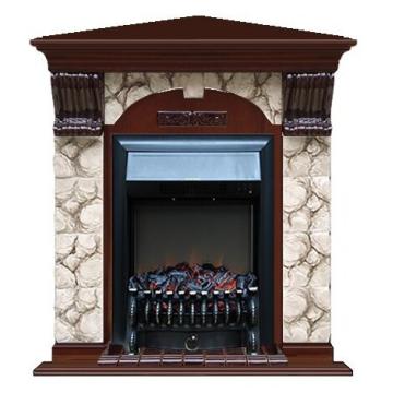 Fireplace Гленрич Fobos BL BR камень-Карелия/цвет-Красное дерево 