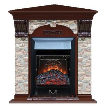 Fireplace Гленрич Magestic BL BR камень-Грот цветной/цвет-Красное дерево 