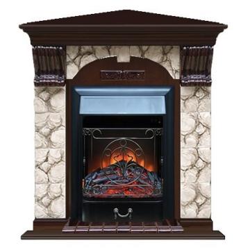 Fireplace Гленрич Magestic BL BR камень-Карелия/цвет-Дуб 46 