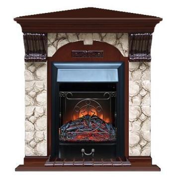 Fireplace Гленрич Magestic BL BR камень-Карелия/цвет-Красное дерево 