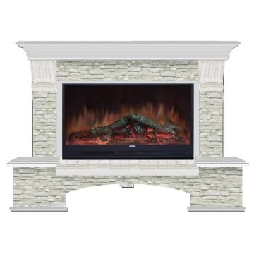 Fireplace Гленрич Бостон 86 Premier S86 камень-Грот однотонный/цвет-Беленный дуб 