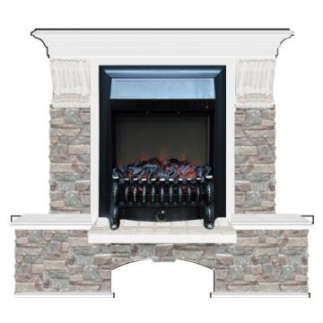 Fireplace Гленрич Бостон К Fobos BL BR камень-Грот цветной/цвет-Белый 