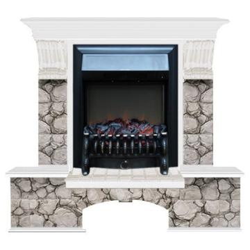 Fireplace Гленрич Бостон К Fobos BL BR камень-Карелия/цвет-Белый 