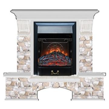 Fireplace Гленрич Бостон К Magestic BL BR камень-Арбат/цвет-Беленный дуб 