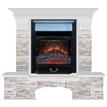 Fireplace Гленрич Бостон К Magestic BL BR камень-Мисхор/цвет-Беленный дуб 