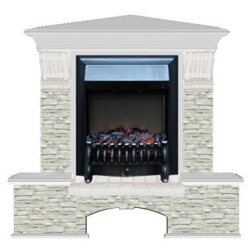 Fireplace Гленрич Бостон К Fobos BL BR камень-Грот однотонный/цвет-Беленный дуб 