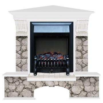 Fireplace Гленрич Бостон К Fobos BL BR камень-Карелия/цвет-Белый 