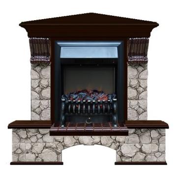 Fireplace Гленрич Бостон К Fobos BL BR камень-Карелия/цвет-Дуб 46 