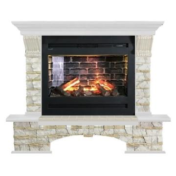 Fireplace Гленрич Бостон Rumba 3D камень-Алтай/цвет-Белый 