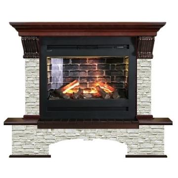 Fireplace Гленрич Бостон Rumba 3D камень-Грот однотонный/цвет-Красное дерово 