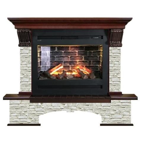 Fireplace Гленрич Бостон Rumba 3D камень-Грот однотонный/цвет-Красное дерово 