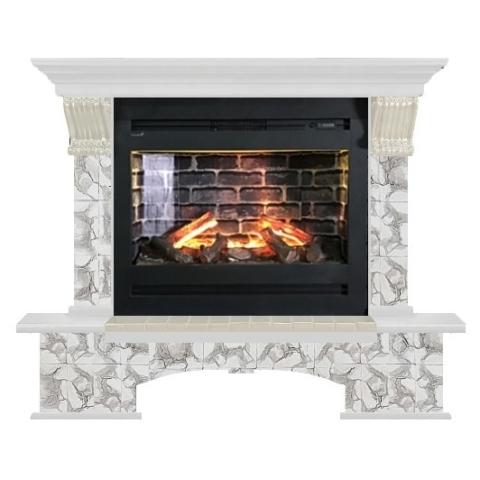 Fireplace Гленрич Бостон Rumba 3D камень-Карелия/цвет-Белый 