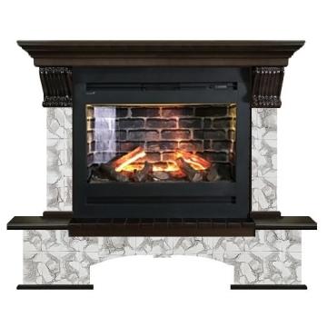 Fireplace Гленрич Бостон Rumba 3D камень-Карелия/цвет-Дуб 46 