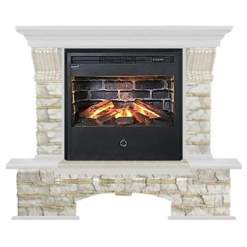 Fireplace Гленрич Бостон Samba 3D камень-Алтай/цвет-Белый 