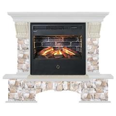 Fireplace Гленрич Бостон Samba 3D камень-Арбат/цвет-Белый