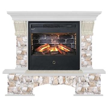 Fireplace Гленрич Бостон Samba 3D камень-Арбат/цвет-Белый 