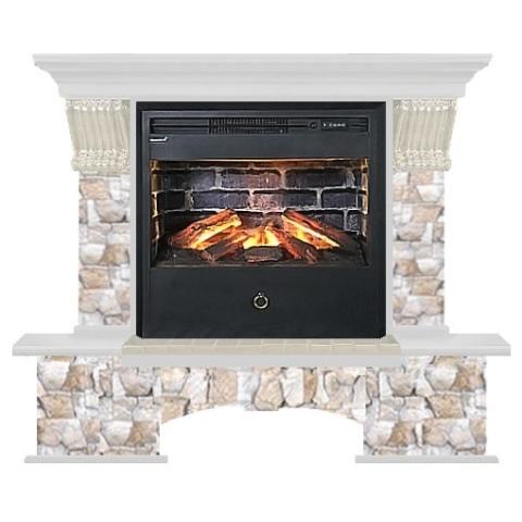 Fireplace Гленрич Бостон Samba 3D камень-Арбат/цвет-Белый 