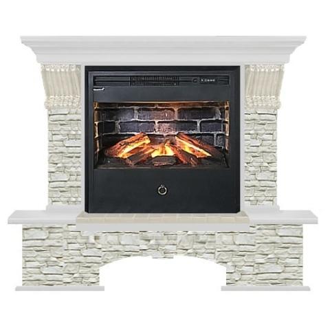 Fireplace Гленрич Бостон Samba 3D камень-Грот однотонный/цвет-Белый 