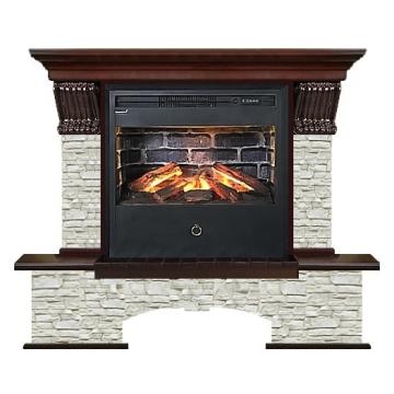 Fireplace Гленрич Бостон Samba 3D камень-Грот однотонный/цвет-Красное дерово 