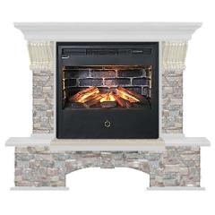 Fireplace Гленрич Бостон Samba 3D камень-Грот цветной/цвет-Белый