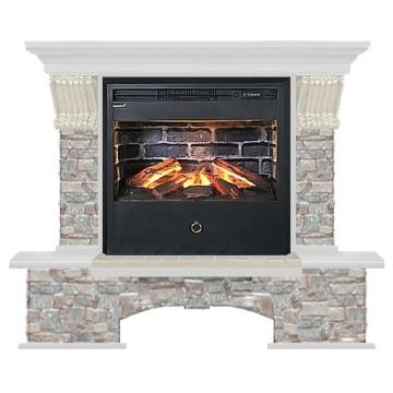 Fireplace Гленрич Бостон Samba 3D камень-Грот цветной/цвет-Белый 