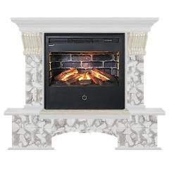 Fireplace Гленрич Бостон Samba 3D камень-Карелия/цвет-Белый