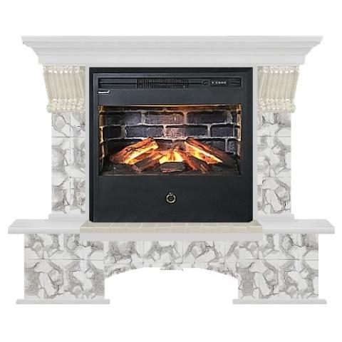 Fireplace Гленрич Бостон Samba 3D камень-Карелия/цвет-Белый 