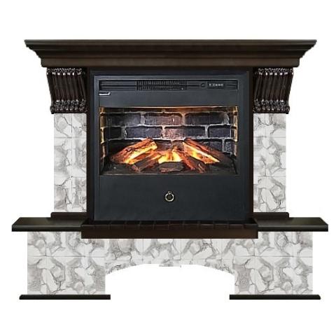 Fireplace Гленрич Бостон Samba 3D камень-Карелия/цвет-Дуб 46 