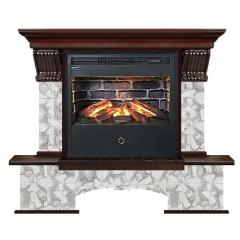 Fireplace Гленрич Бостон Samba 3D камень-Карелия/цвет-Красное дерево