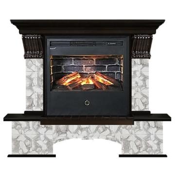 Fireplace Гленрич Бостон Samba 3D камень-Карелия/цвет-Венге 