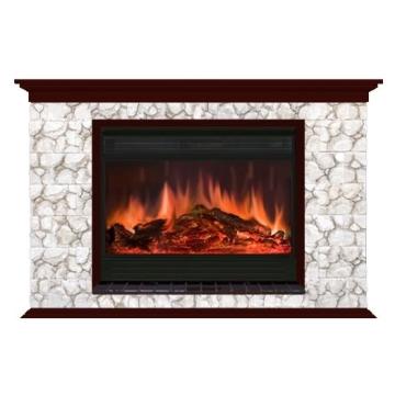 Fireplace Гленрич Пафос 33 Premier S33 камень-Карелия/цвет-Красное дерево 