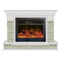 Fireplace Гленрич Панорама 28 New flame камень-Грот однотонный/цвет-Беленный дуб