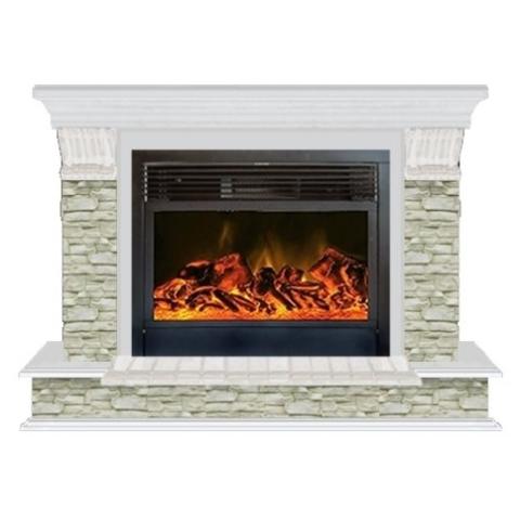 Fireplace Гленрич Панорама 28 New flame камень-Грот однотонный/цвет-Беленный дуб 