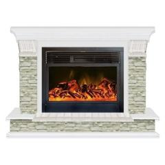 Fireplace Гленрич Панорама 28 New flame камень-Грот однотонный/цвет-Белый