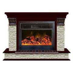 Fireplace Гленрич Панорама 28 New flame камень-Грот однотонный/цвет-Красное дерево