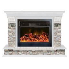 Fireplace Гленрич Панорама 28 New flame камень-Грот цветной/цвет-Беленный дуб