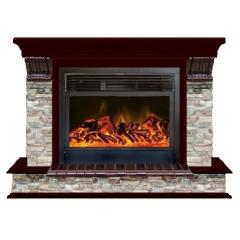 Fireplace Гленрич Панорама 28 New flame камень-Грот цветной/цвет-Красное дерево