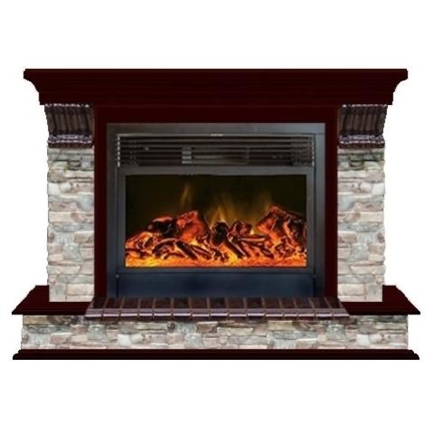 Fireplace Гленрич Панорама 28 New flame камень-Грот цветной/цвет-Красное дерево 