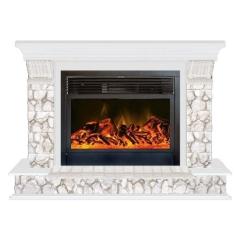Fireplace Гленрич Панорама 28 New flame камень-Карелия/цвет-Белый